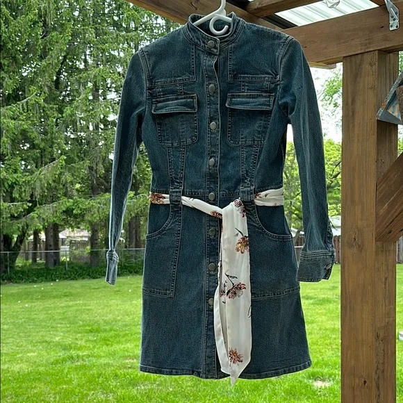 Elie Tahari | Dresses | Elie Tahari Denim Longsleeve Mini Dress Womens Size  2 40 Retail Belt Nwot | Poshmark